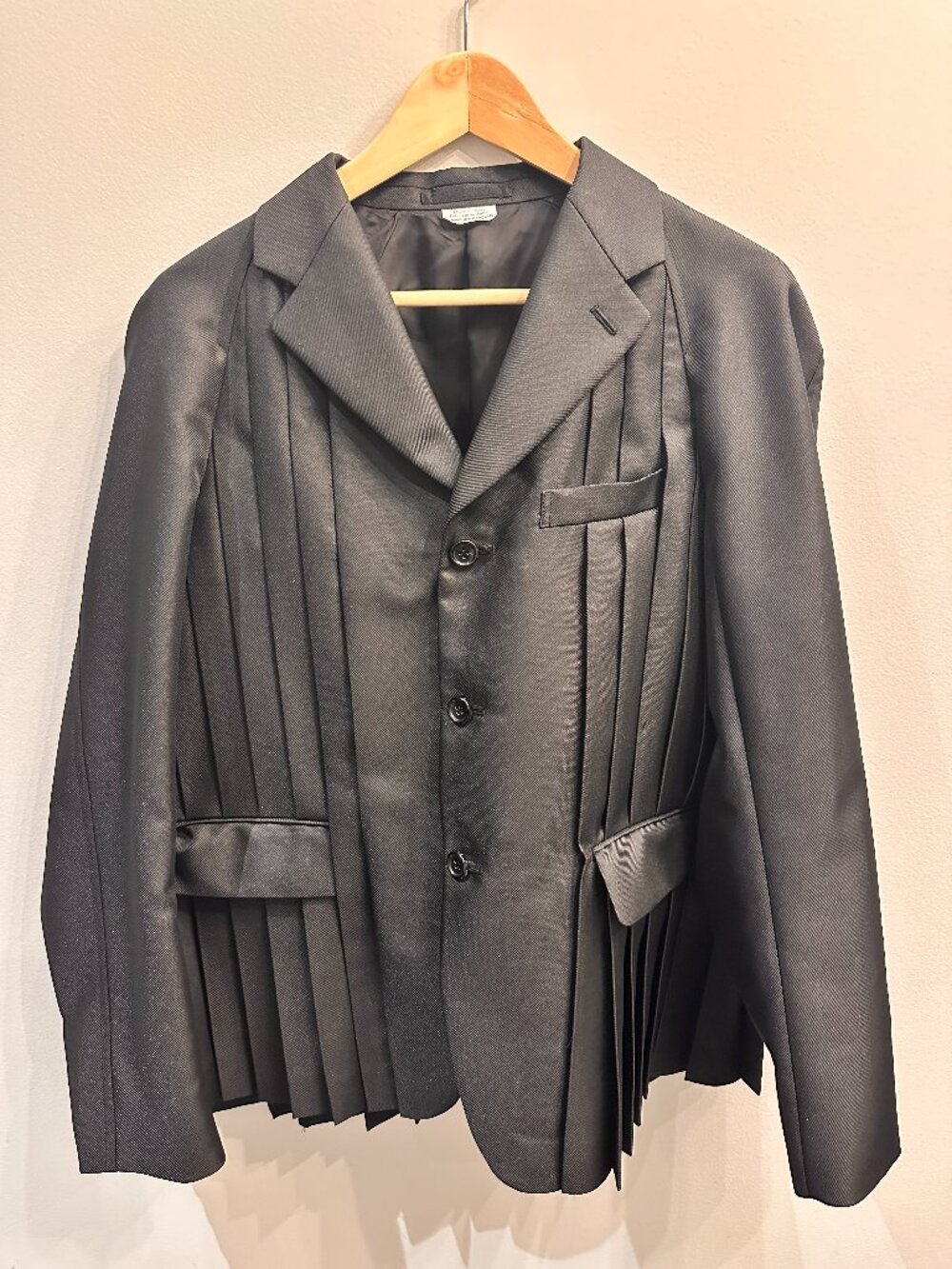 Comme des Garçons Homme Plus Pleated Gabardine Blazer Jacket Black